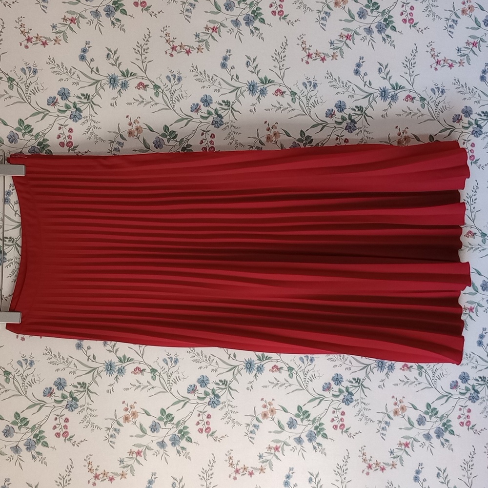 H&M Long Red Pleated Maxi Skirt - Picture 7 of 11